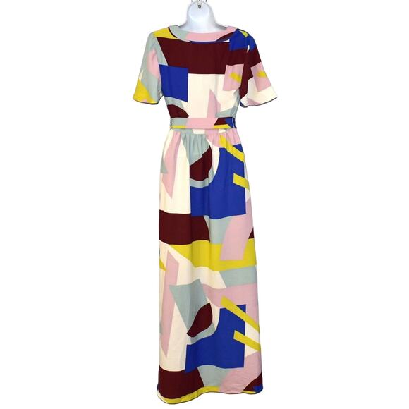A8 NWT MODCLOTH Your Time To Shine Geometric Print Color Block Maxi Dress Sz 0 - Picture 4 of 8